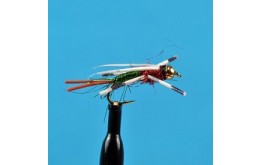 Bead Head Rubber Leg Prince Krystal Flash Red Green