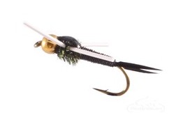 Copper John Nymph BH Rubber Legs Black White