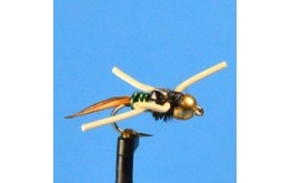 Tungsten Bead Head Copper John With Rubber Legs   Green