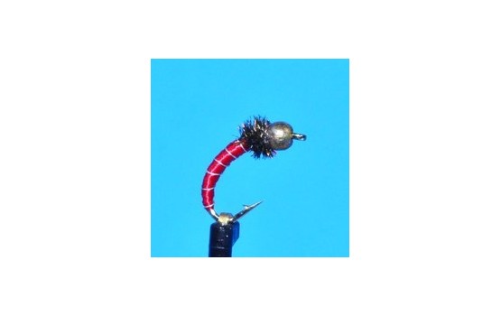 Tungsten Bead Head Zebra Midge Red