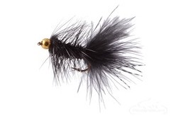 Krystal Flash Bugger Bead Head Black Chartreuse Body