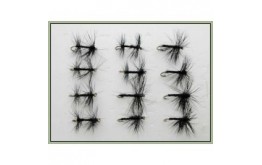 12 Dry Flies   Black Spider and Knotted Midge