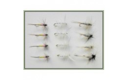 12 Dry Flies   Duster Moth &Tupps