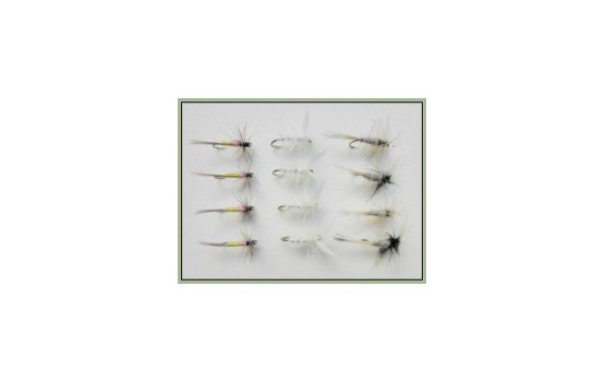 12 Dry Flies   Duster Moth &Tupps