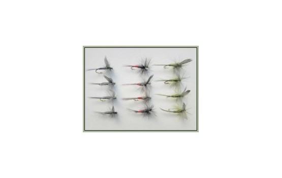 12 Dry Flies Blue Dun Olive Dun & Iron Blue Dun