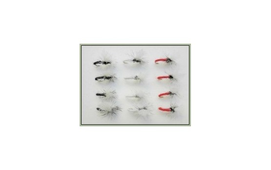 12 klinkhammer Dry Flies Black Red and White