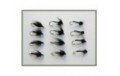 12 Wet Flies   Black Spider Black Magic & Pearl Lurex