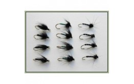 12 Wet Flies   Black Spider Black Magic & Pearl Lurex
