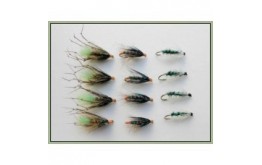 12 Wet Flies   Green Peter Gorgeous George & Insect Green