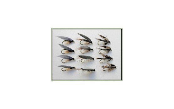 12 Wet Flies   Hares Ear March Brown & Greenwell