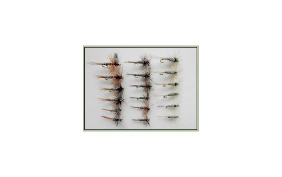 18 Dry Flies Hares Ear Duster and Adams