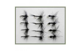 12 Dry Flies   Black Ant Black Gnat & Spider
