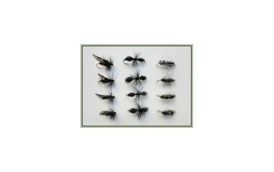 12 Dry Flies Griffiths Gnat Alder & Traditional Ant
