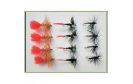 12 Dry Flies Black Spider Black Red Gnat Soldier Palmer