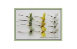 12 Drake Mayflies Yellow Green Grey