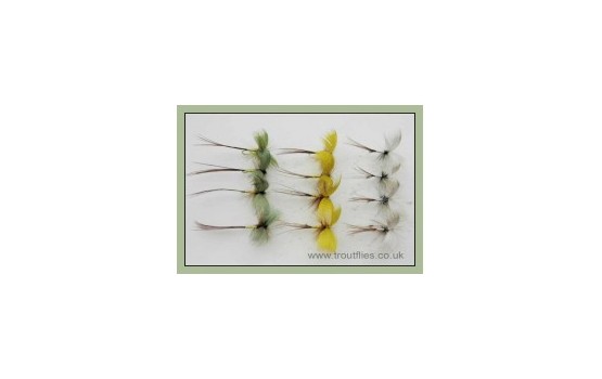 12 Drake Mayflies Yellow Green Grey