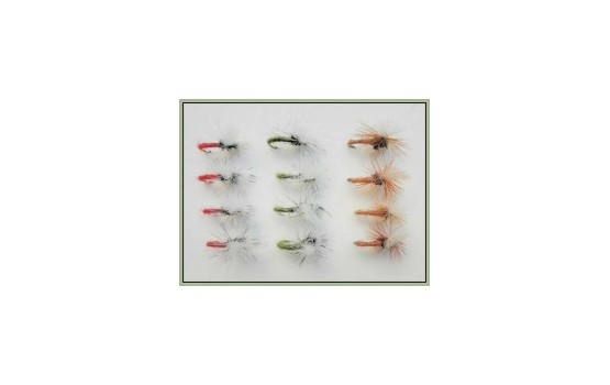 12 klinkhammer Dry Flies Beige Red and Olive