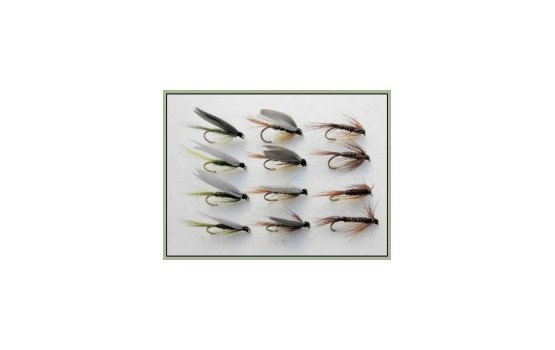 12 Wet Flies Hares Ear Pheasant tail & Medium Olive