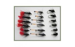 18 Wets Black Pennell Zulu and Black & Peacock