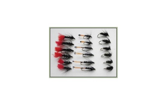 18 Wets Black Pennell Zulu and Black & Peacock