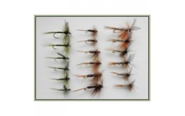 18 Dry Flies Hares Ear Pheasant Tail and Olive Dun