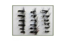 18 Dry Flies   Ant Black & Peacock and Knotted