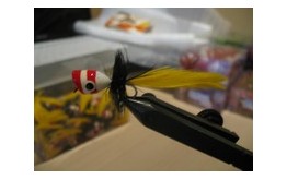 Bass Popper Yellow W Red Stripe