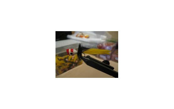 Bass Popper Yellow W Red Stripe